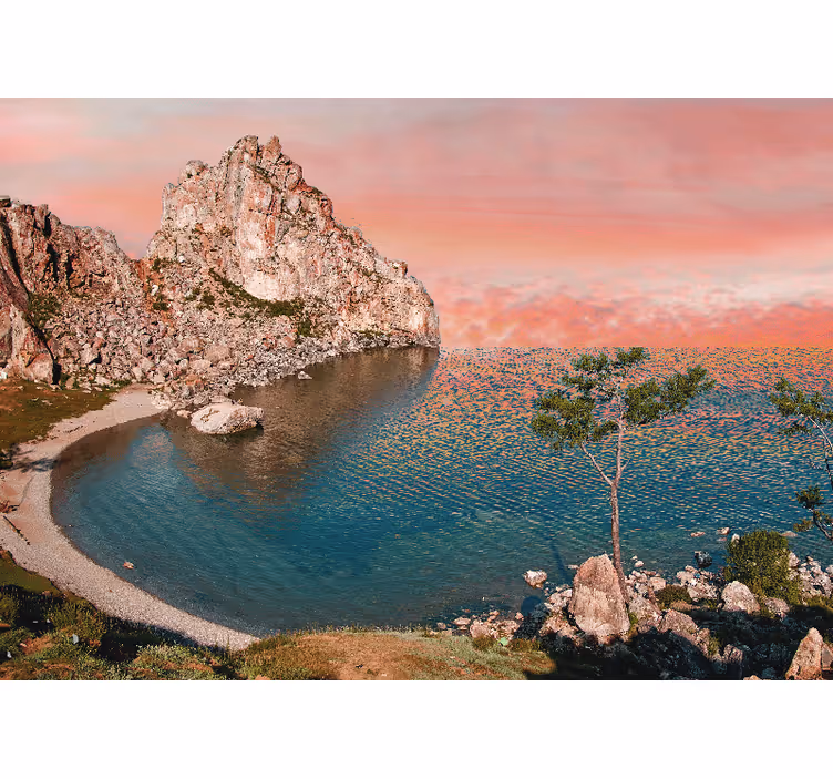 Auringonlasku baikal -järven rannalla järvi valokuvatapetti - Tenstickers