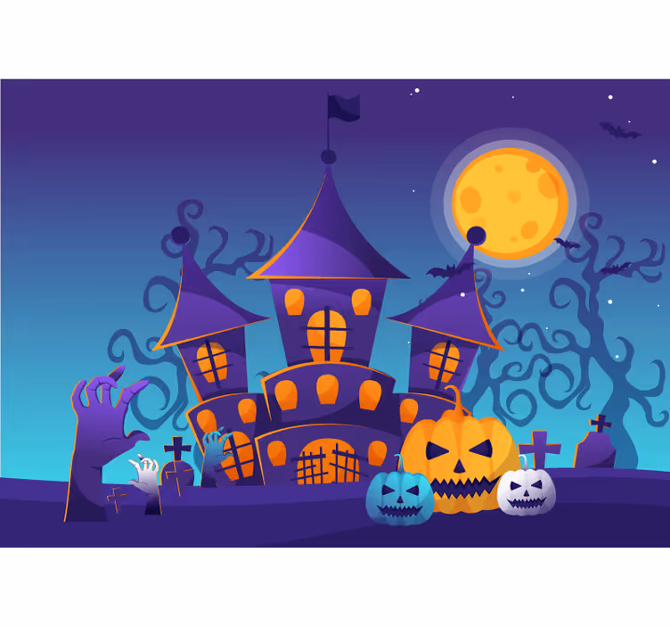 Halloween-valokuvatapettikauhujenlinnakuvasto - Tenstickers