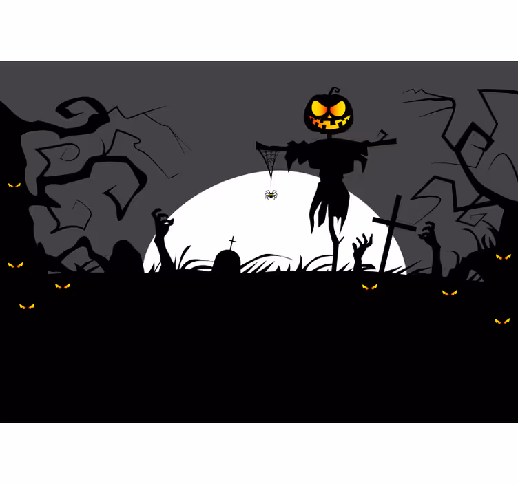 Kauhistuttava kurpitsanpelottaja halloween-valokuvatapetti - Tenstickers