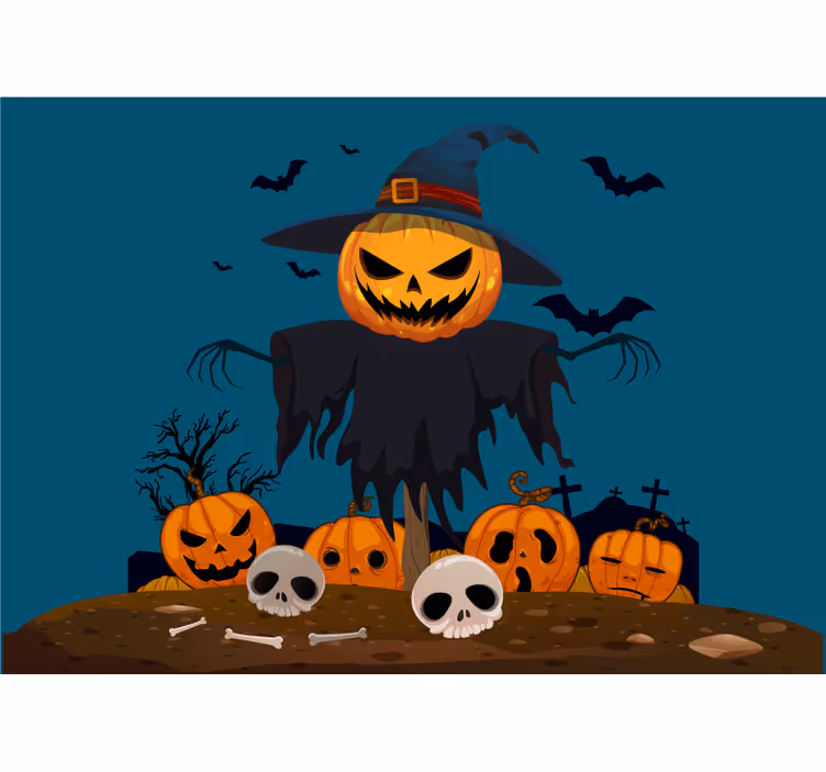Halloween-valokuvatapettipelottavakurpitsanpeltohaamu - Tenstickers