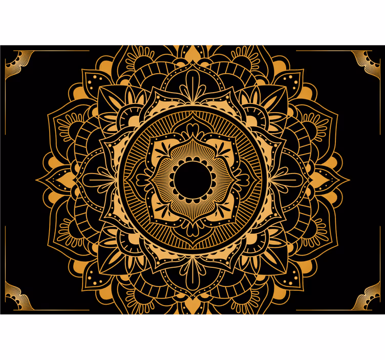 Musta ja kultainen mandala valokuvatapetti - Tenstickers