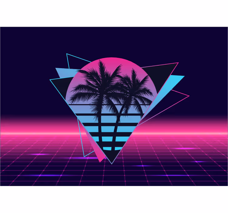 Retro palm geometria valokuvatapetti - Tenstickers