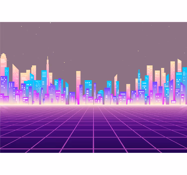 Futuristinen kaupunkitaivaan valokuvatapetti - Tenstickers