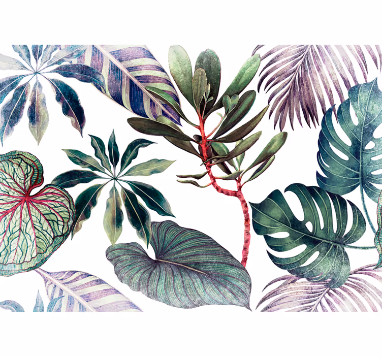 Akvarelli monstera-kasveja Muut kukat valokuvatapetti - Tenstickers