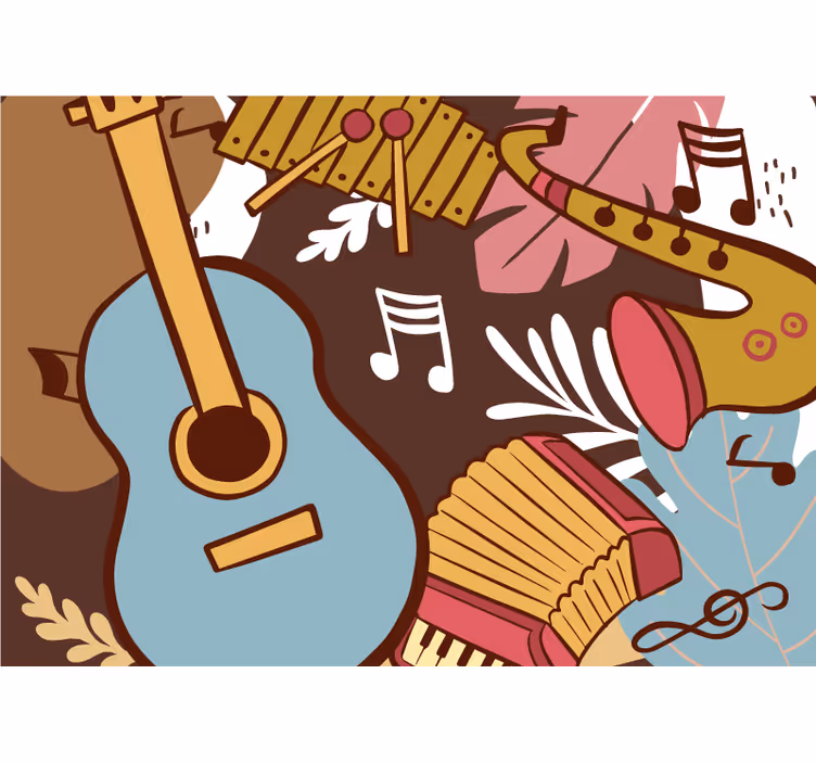 Musiikkisoittimien järjestely valokuvatapetti - Tenstickers