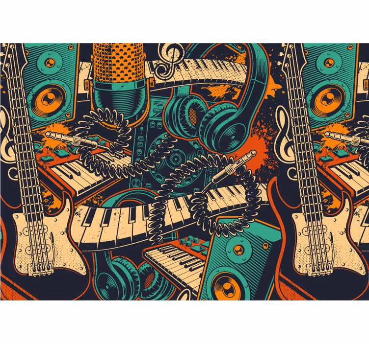 Musiikkikuva "urbaani tyyli" musiikki aiheinen valokuvatapetti - Tenstickers