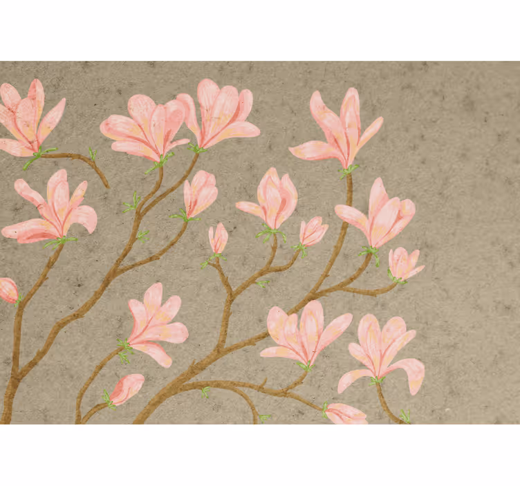 Vaaleanpunaiset magnolian kukat valokuvatapetti - Tenstickers