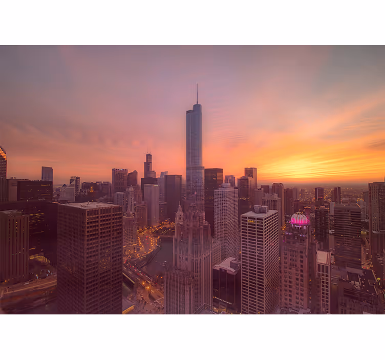 Chicago taivaanrannan auringonlasku valokuvatapetti - Tenstickers
