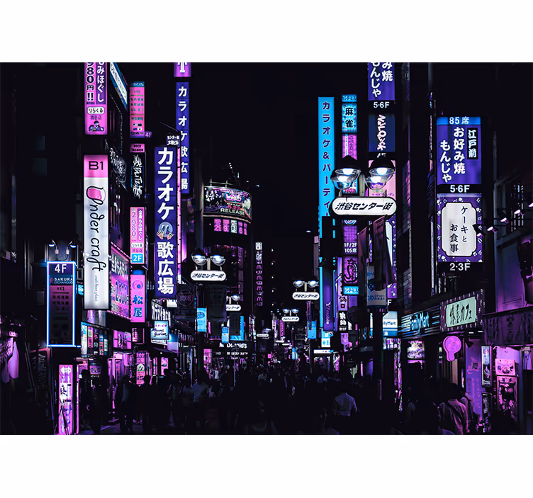 Neon tokion kadut valokuvatapetti - Tenstickers