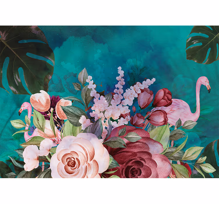 Flamingo kukkaesittely valokuvatapetti - Tenstickers