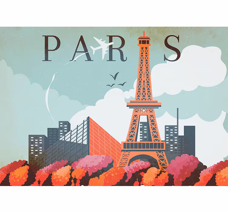 Pariisi valokuvatapetti eiffel-tornin kaupunkimaisema - Tenstickers