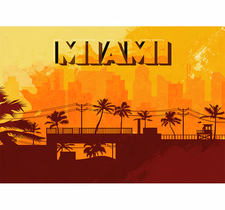 Miami taivaanrannan auringonlasku valokuvatapetti - Tenstickers