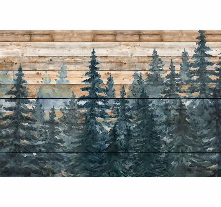Tyyni mäntymetsä olohuoneen valokuvatapetti - Tenstickers