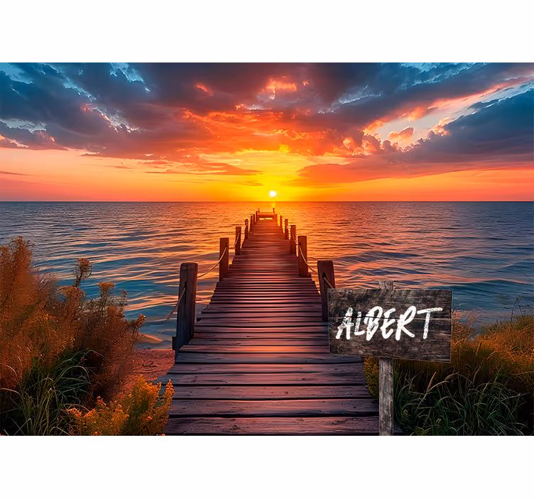 Auringonlaskun polun merkin nimi nuoren huone valokuvatapetti - Tenstickers