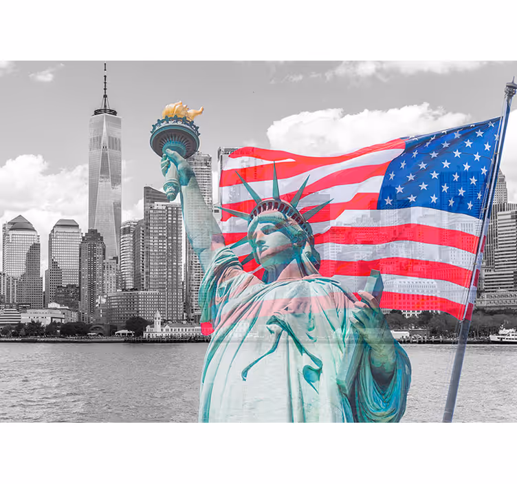 Vapaudenpatsaan kokoonpano New York valokuvatapetti - Tenstickers