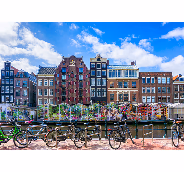 Amsterdamin kanavan kohtaus Amsterdam-valokuvatapetti - Tenstickers