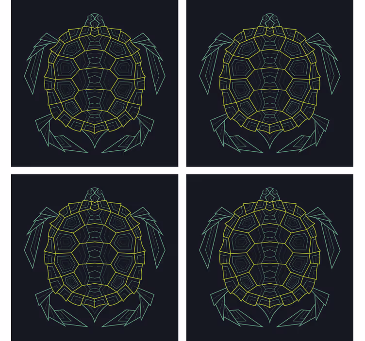Abstrakti geometrinen kilpikonna lasinalusetti - Tenstickers
