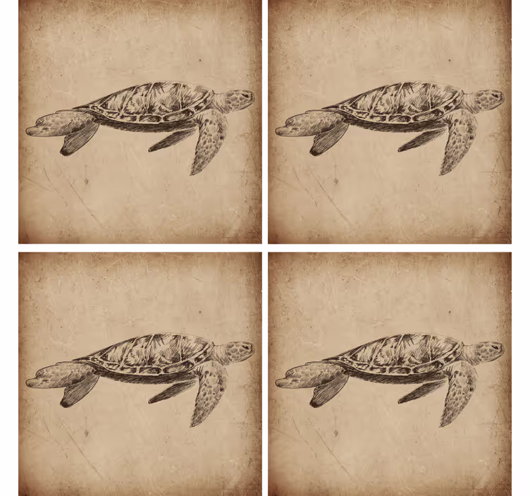 Kilpikonna kuvitus vintage vuoristorata - Tenstickers