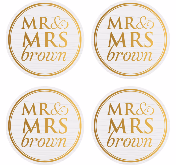 Tyylikäs mr & mrs häät muokattavissa lasinalunen häihin - Tenstickers