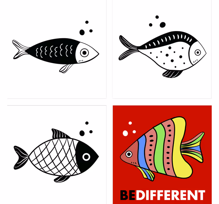 Hieno vastavirtaan uiva kala lasinalunen  - Tenstickers