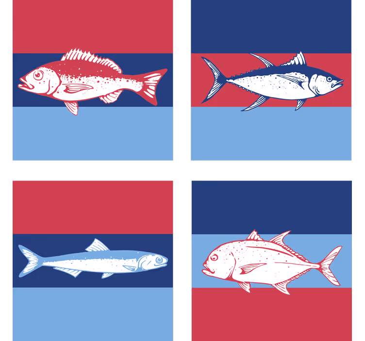 Kaunis käsin piirretty kala lasinalunen - Tenstickers