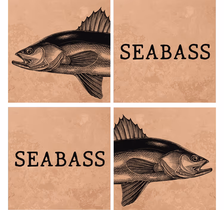 Seabass kuvitus taideomanlainen lasinalunen - Tenstickers