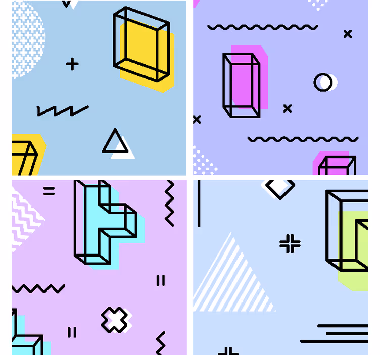 Memphis-kuviot modernit lasinaluset - Tenstickers