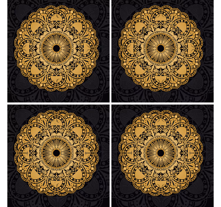 Kaunis kulta mandala vintage lasinalunen - Tenstickers
