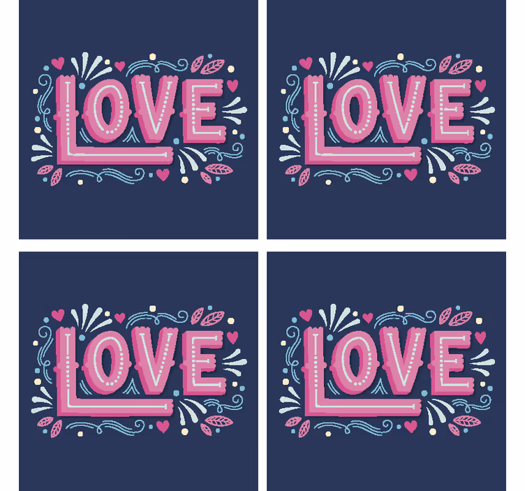 Leikkisä rakkaus typografia lasinalusella - Tenstickers