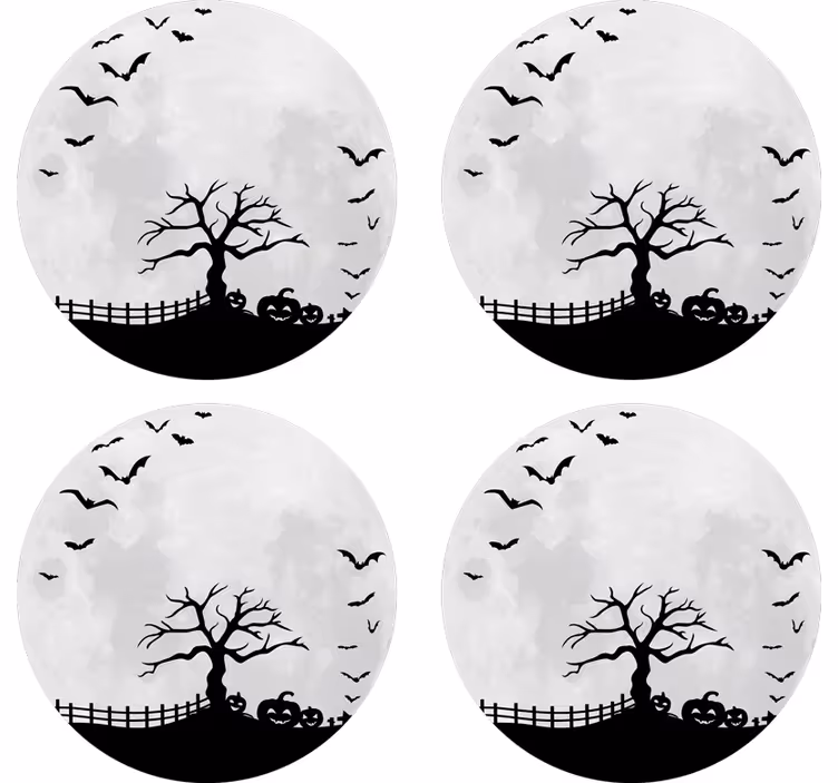 Halloween lasinalunen karmiva puu siluetti - Tenstickers