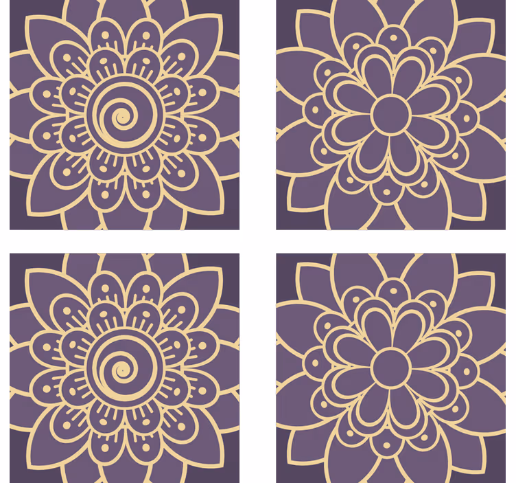 Kaunis kukka paisley lila juoma lasinalunen - Tenstickers