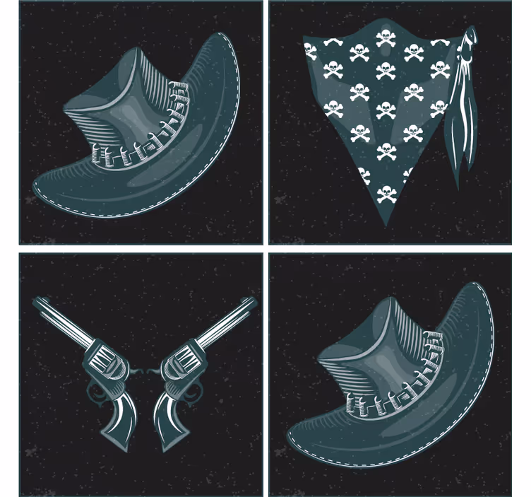 Kummajainen lasinalunen ristikkäiset revolverit ja bandana - Tenstickers
