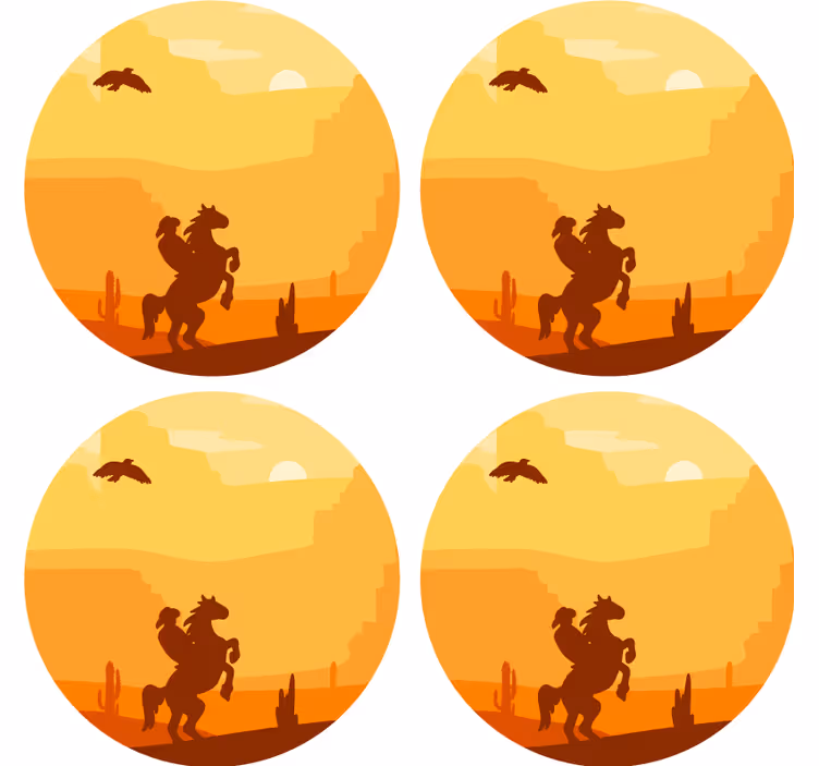 Vintage lasinalunen auringonlasku autiomaassa - Tenstickers