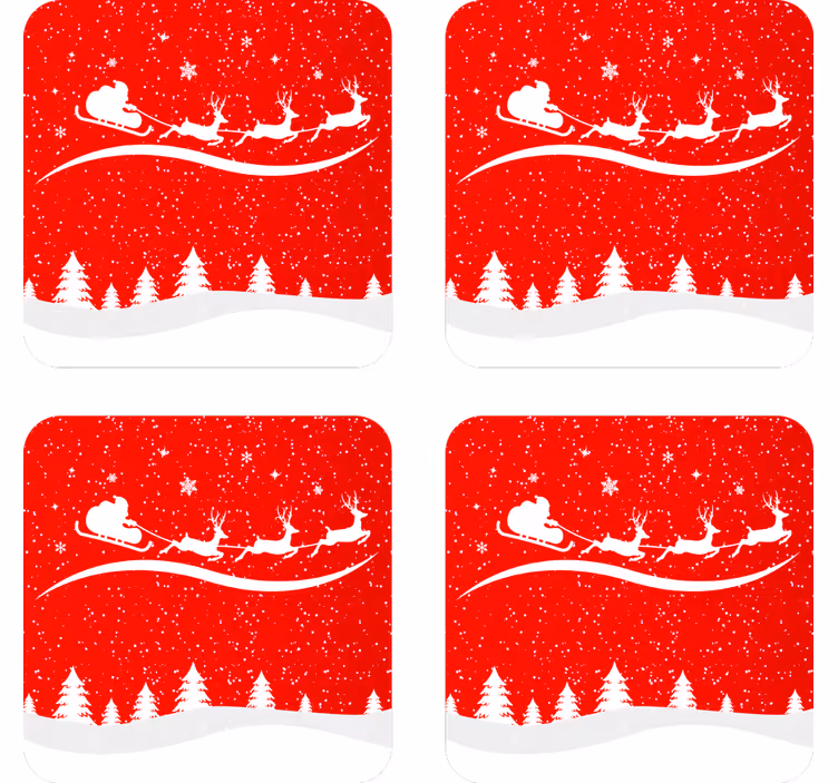 Hieno joulupukki ja reki jouluiset lasinaluset - Tenstickers