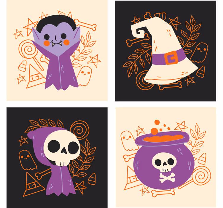 Söpö halloween hirviöitä halloween lasinalunen - Tenstickers