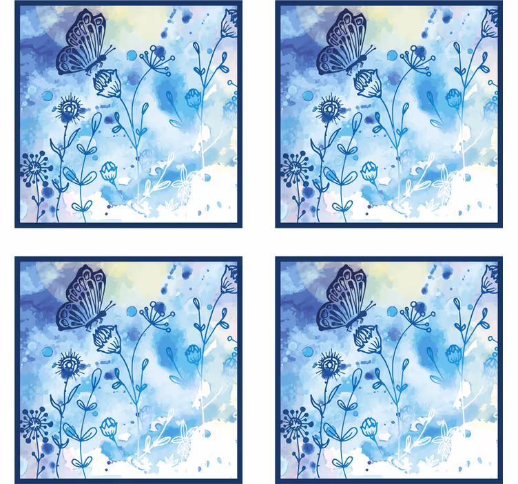 Kukkavesiväri-kuvioinenlasinalunen - Tenstickers