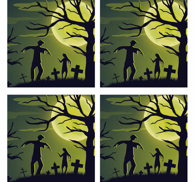 Zombeja vihreällä taustalla halloween lasinalunen - Tenstickers