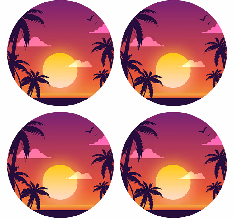 Kummajainen lasinalunen trooppinen auringonlaskuteema - Tenstickers