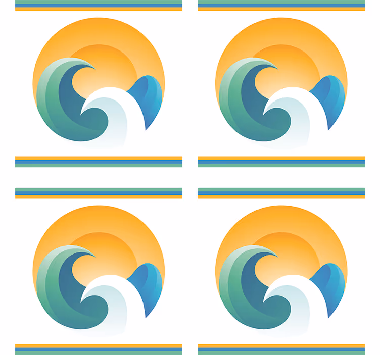 Moderni lasinalunen tyylitellyt aallot auringonlaskulla - Tenstickers