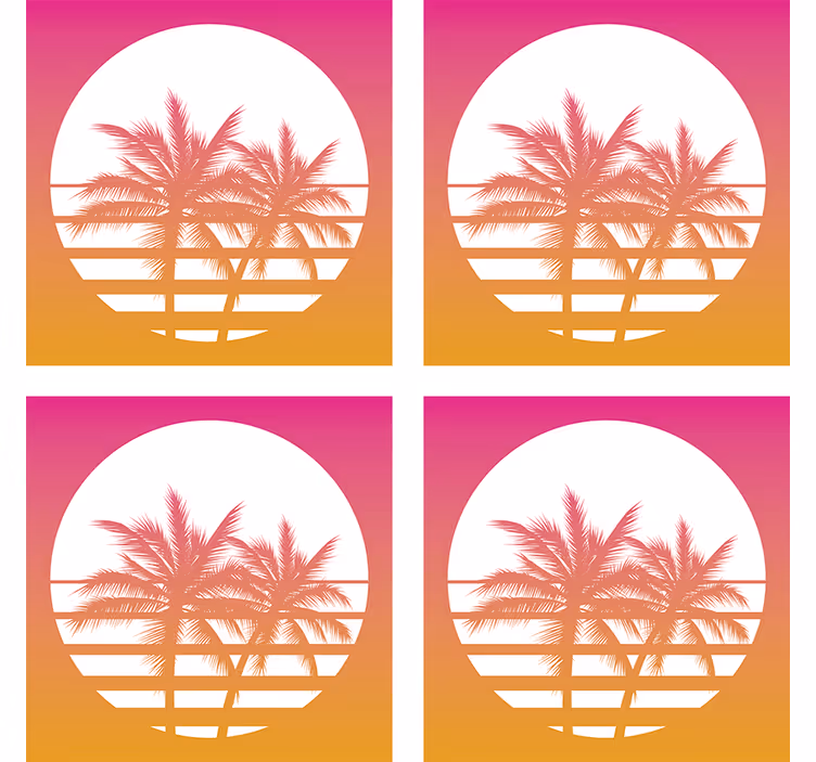 Tropiikin auringonlaskun siluetti kummajainen lasinalunen - Tenstickers