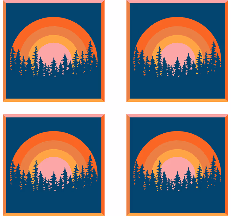 Vintage aurinko ja puut vintage lasinalunen - Tenstickers
