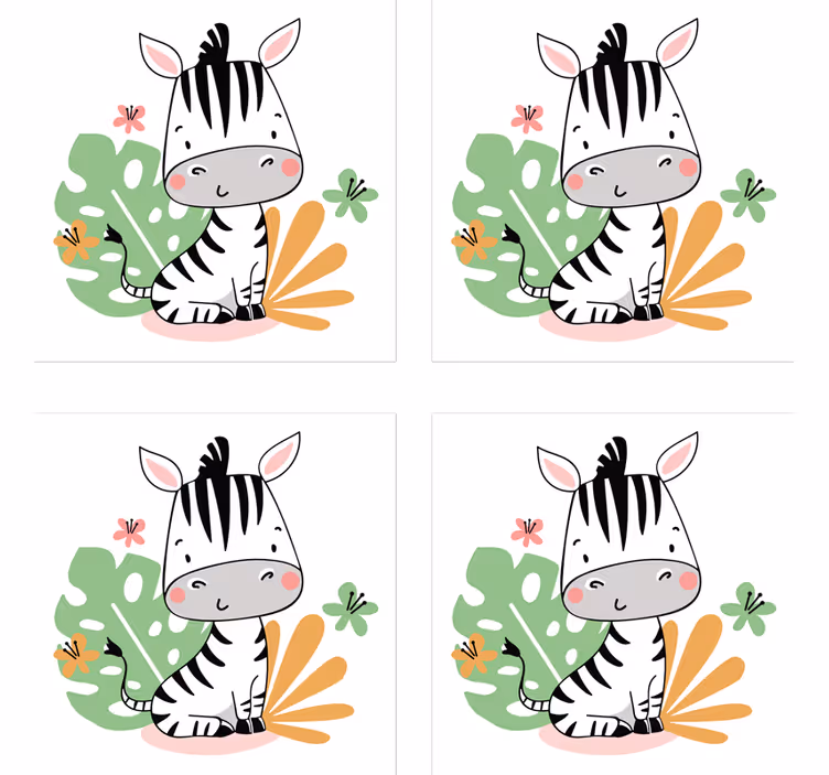 Kummajainen lasinalunen söpöstä seeprahahmosta - Tenstickers
