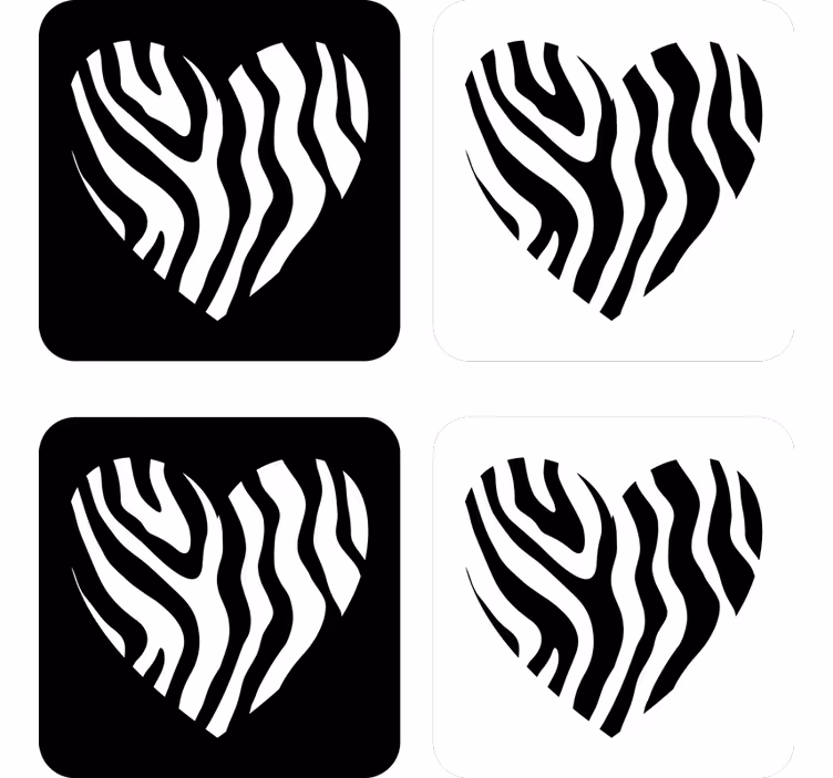 Kummajainen lasinalunen sydämen muotoisella zebrakuvioilla - Tenstickers
