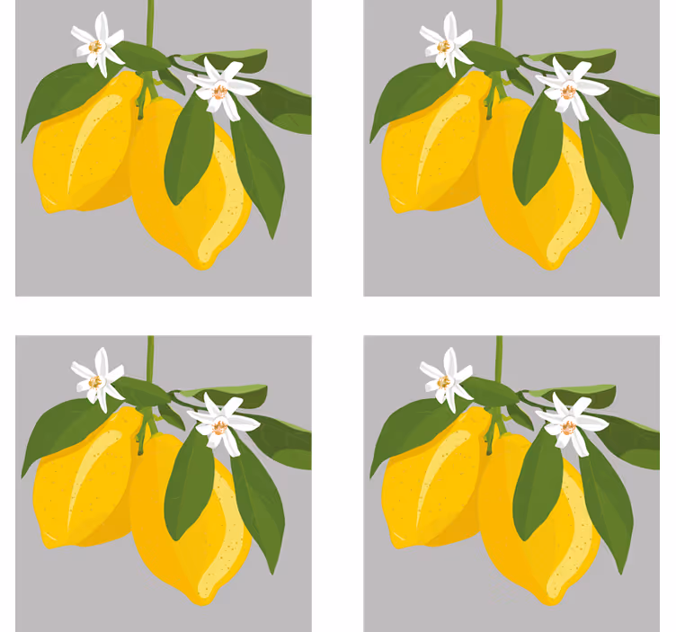 Moderni lasinalunen keltaiset sitruunat lehtineen - Tenstickers