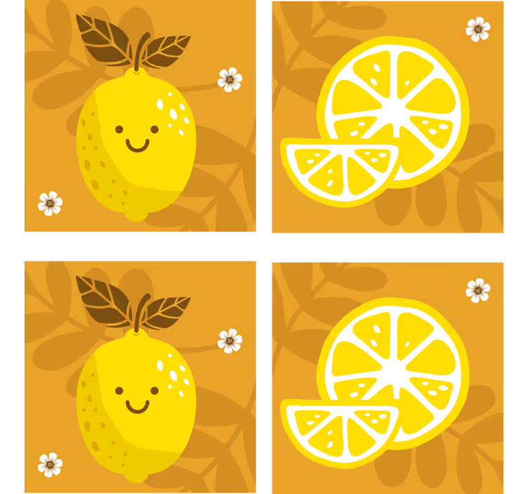 Iloinen sitruuna ja citruskummajainen lasinalunen - Tenstickers