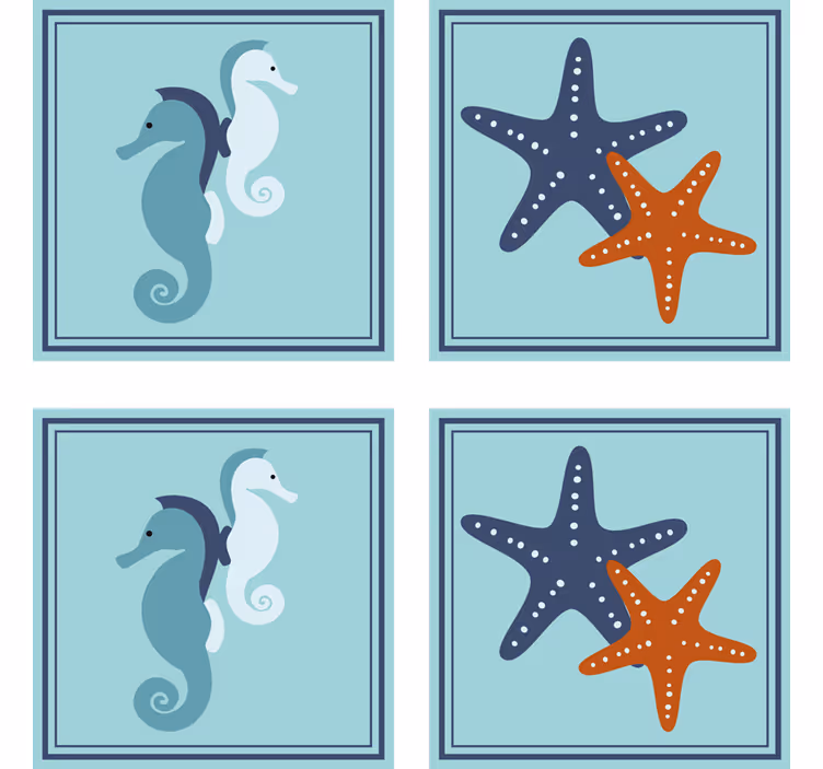 Merityyliset merenelämän lasinaluset - Tenstickers