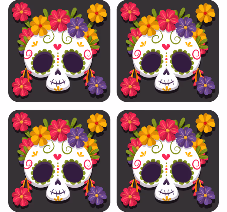 Päivä kuolleiden kukkienlasinalunen halloween lasinalunen - Tenstickers