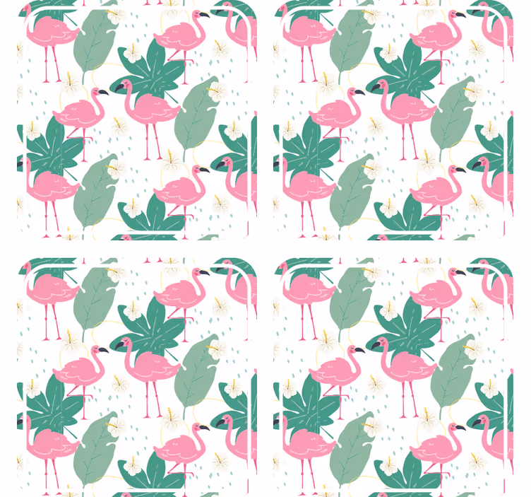 Kummajainen lasinalunen flamingokuvio lehtineen - Tenstickers