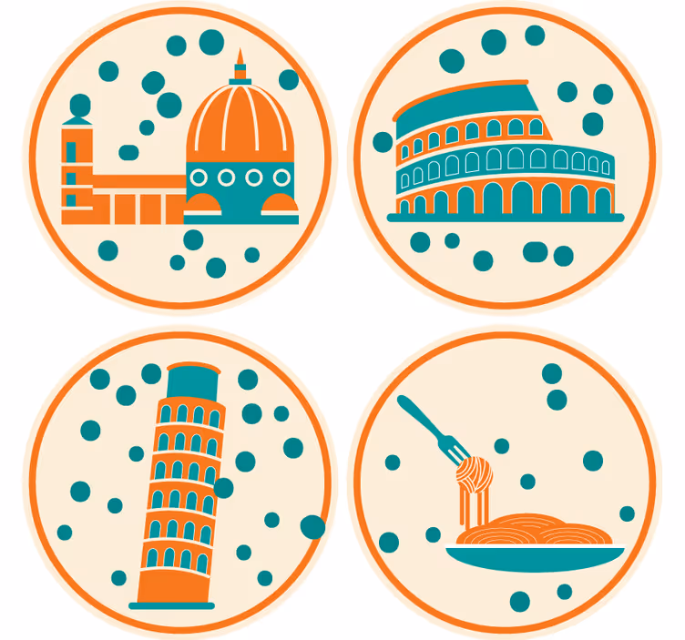Moderni lasinalunen ikoniset italialaiset maamerkit - Tenstickers