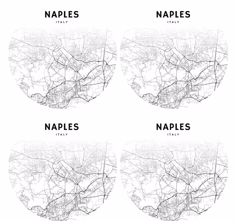 Omanlainen lasinalunen napolin kartta-outline - Tenstickers